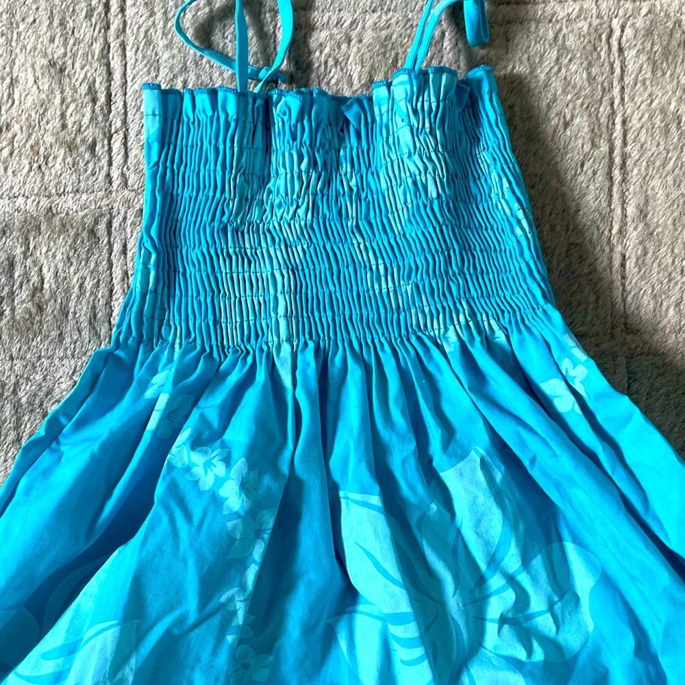 Girls Blue Smocked Sundress